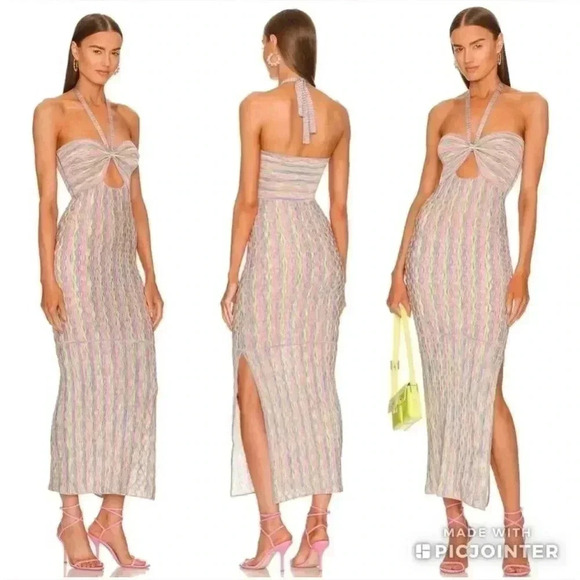 Alexis Space-Dyed Knit Amour Midi Dress L Sleeveless Hatler Knit Maxi Bodycon - Picture 1 of 7